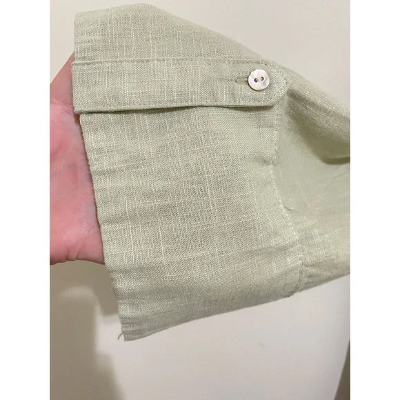 NWOT Zara Sage Green Linen Blend Shirt Dress, Size Small - Picture 8 of 13